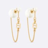 Dior Women 30 Tribales Earrings Gold-Finish Metal and White Resin Pearls
