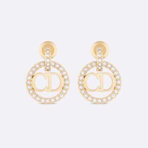 Dior Women Clair D Lune Earrings Gold-Finish Metal and Silver-Tone Crystals