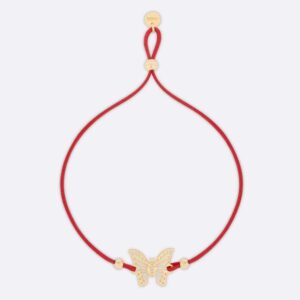 Dior Women Diorelita Bracelet Gold-Finish Metal and Red Cotton