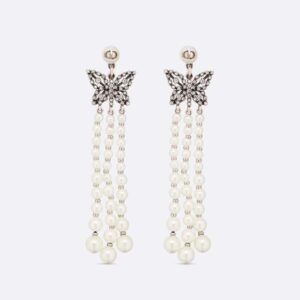 Dior Women Papillon De Nuit Earrings Antique Silver-Finish Metal
