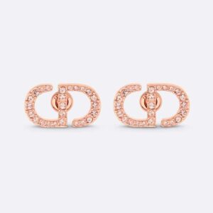Dior Women Petit CD Studs Earrings Pink-Finish Metal and Pink Crystals