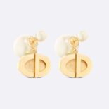Dior Women Tribales Earrings Gold-Finish Metal and White Resin Pearls