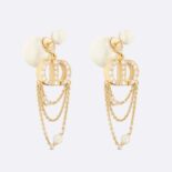Dior Women Tribales Earrings Gold-Finish Metal with White Resin Pearls