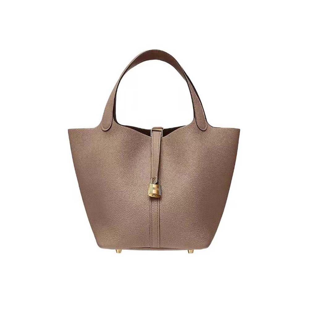 Hermes Women Picotin Lock 22cm in Clémence leather-Light Brown 1 Hermes Women Picotin Lock 22cm in Cowhide leather-Light Brown