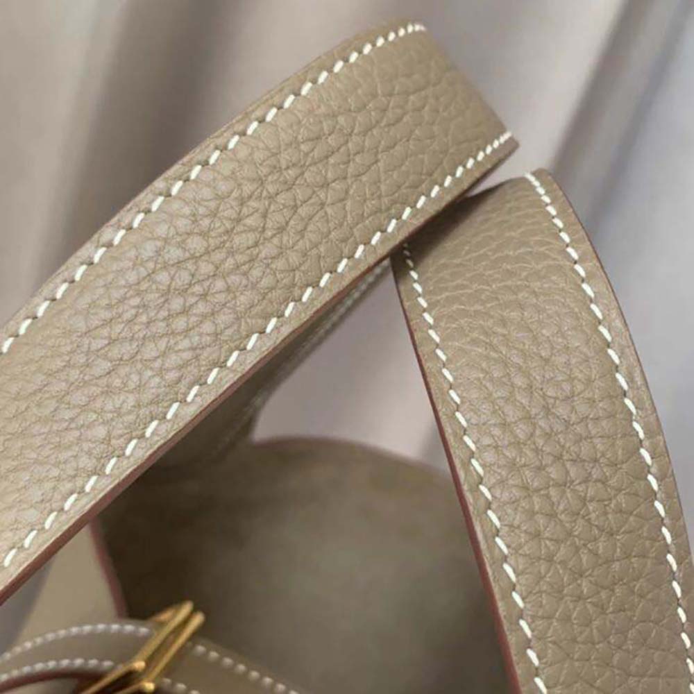 Hermes Women Picotin Lock 22cm in Clémence leather-Light Brown 7 Hermes Women Picotin Lock 22cm in Clémence leather-Light Brown - Image 7