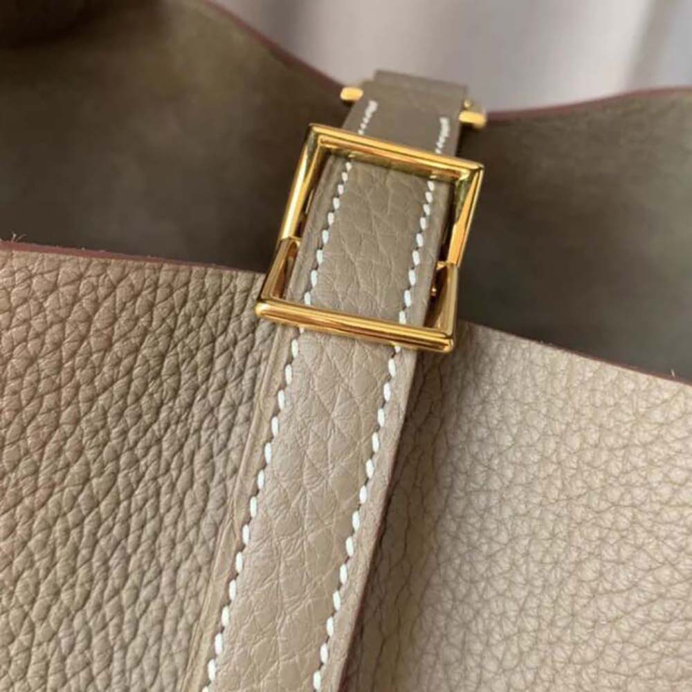 Hermes Women Picotin Lock 22cm in Clémence leather-Light Brown 6 Hermes Women Picotin Lock 22cm in Clémence leather-Light Brown - Image 6