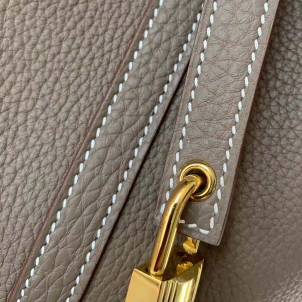 Hermes Women Picotin Lock 22cm in Clémence leather-Light Brown 5 Hermes Women Picotin Lock 22cm in Clémence leather-Light Brown - Image 5
