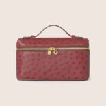 Loro Piana Women Extra Pocket Pouch L19 in Ostrich Leather-Maroon