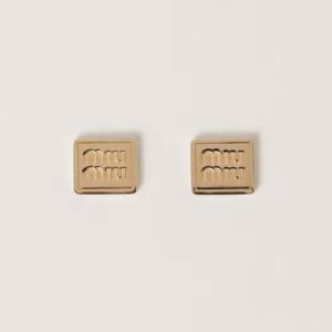 Miu Miu Women Metal Earrings with Engraved Logo