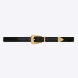 Saint Laurent YSL Women Folk Buckle Belt in Brushed Leather