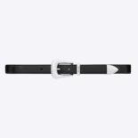 Saint Laurent YSL Women Folk Buckle Belt in Smooth Leather