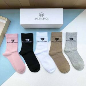 Balenciaga Unisex 3B Sports Icon Socks in Black and White Cotton