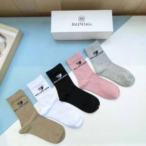 Balenciaga Unisex 3B Sports Icon Socks in Black and White Cotton