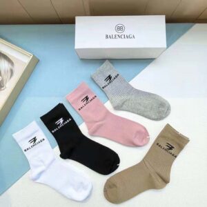 Balenciaga Unisex 3B Sports Icon Socks in Black and White Cotton
