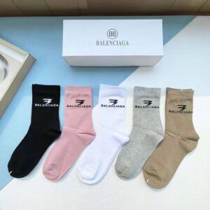 Balenciaga Unisex 3B Sports Icon Socks in Black and White Cotton