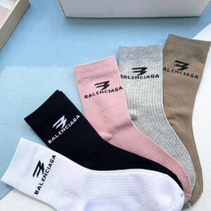 Balenciaga Unisex 3B Sports Icon Socks in Black and White Cotton