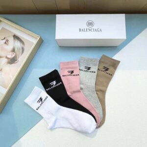Balenciaga Unisex 3B Sports Icon Socks in Black and White Cotton
