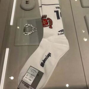 Balenciaga Unisex Tokyo Soccer Socks in White Cotton