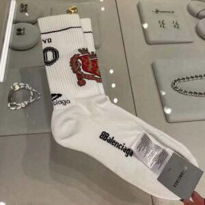 Balenciaga Unisex Tokyo Soccer Socks in White Cotton