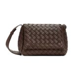 Bottega Veneta Unisex Small Cobble Messenger in Calfskin Leather-Brown