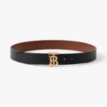 Burberry Men Reversible Leather TB Belt-Black/Light Gold 80666501