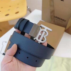 Burberry Men Reversible Leather TB Belt-Navy 80432461