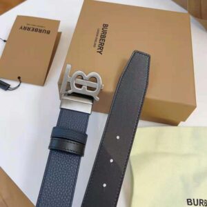 Burberry Men Reversible Leather TB Belt-Navy 80432461