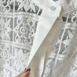 Dior Women Blouse Ecru Technical Cotton Lace