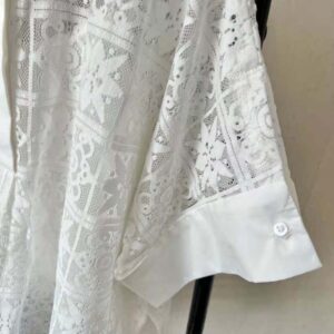 Dior Women Blouse Ecru Technical Cotton Lace
