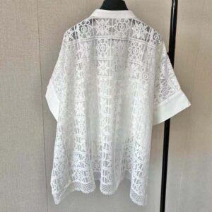 Dior Women Blouse Ecru Technical Cotton Lace