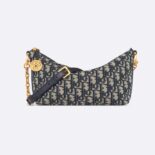 Dior Women Diorstar Hobo Bag with Chain Blue Dior Oblique Jacquard