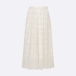 Dior Women Flared Mid-Length Skirt Ecru Technical Cotton Lace with Star Motif
