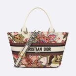 Dior Women Hat Basket Bag Natural Multicolor Albero della Vita Embroidery