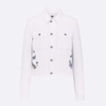 Dior Women Jacket Ecru Cotton Denim with Multicolor Butterfly Around the World Motif