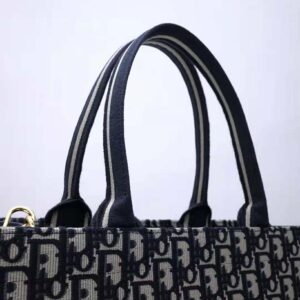Dior Women Medium Dior Book Tote Blue Dior Oblique Embroidery and Calfskin
