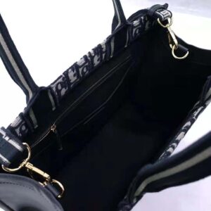 Dior Women Medium Dior Book Tote Blue Dior Oblique Embroidery and Calfskin