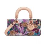 Dior Women Medium Lady D-joy Bag Beige Multicolor Brocart Embroidery