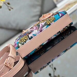 Dior Women Medium Lady D-joy Bag Beige Multicolor Brocart Embroidery