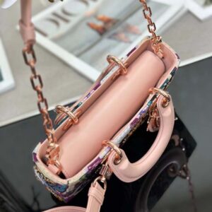 Dior Women Medium Lady D-joy Bag Beige Multicolor Brocart Embroidery