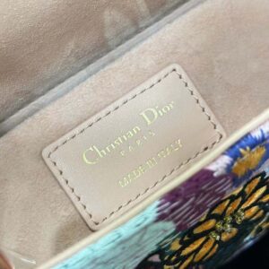 Dior Women Medium Lady D-joy Bag Beige Multicolor Brocart Embroidery