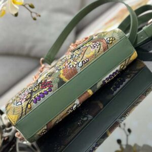 Dior Women Medium Lady D-joy Bag Beige Multicolor Brocart Embroidery