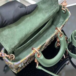 Dior Women Medium Lady D-joy Bag Beige Multicolor Brocart Embroidery