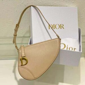 Dior Women Saddle Shoulder Pouch Biscuit Goatskin