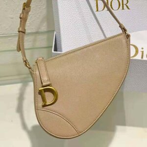 Dior Women Saddle Shoulder Pouch Biscuit Goatskin