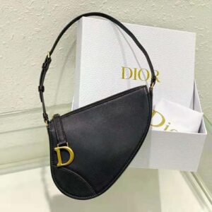 Dior Women Saddle Shoulder Pouch Black Goatskin