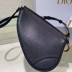 Dior Women Saddle Shoulder Pouch Black Goatskin