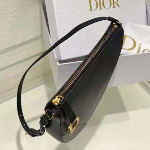 Dior Women Saddle Shoulder Pouch Black Goatskin