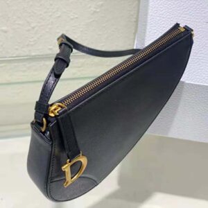 Dior Women Saddle Shoulder Pouch Black Goatskin