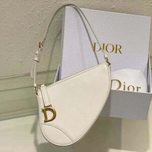Dior Women Saddle Shoulder Pouch Latte Goatskin