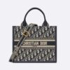 Dior Women Small Dior Book Tote Blue Dior Oblique Embroidery and Calfskin